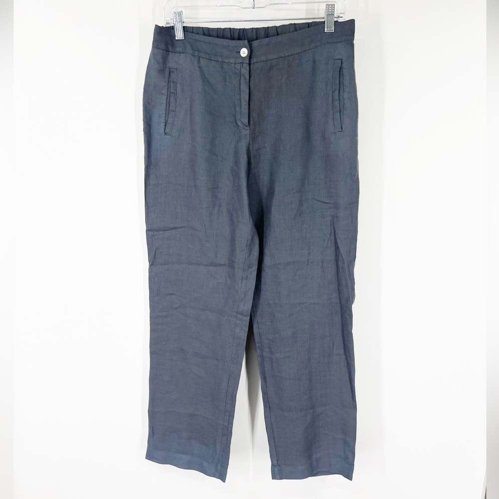 Rosso35 Gray 100% Linen High Rise Pants